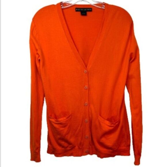 Ralph Lauren Black Label ladies cardigan sweater large orange everyday casual - Picture 1 of 10